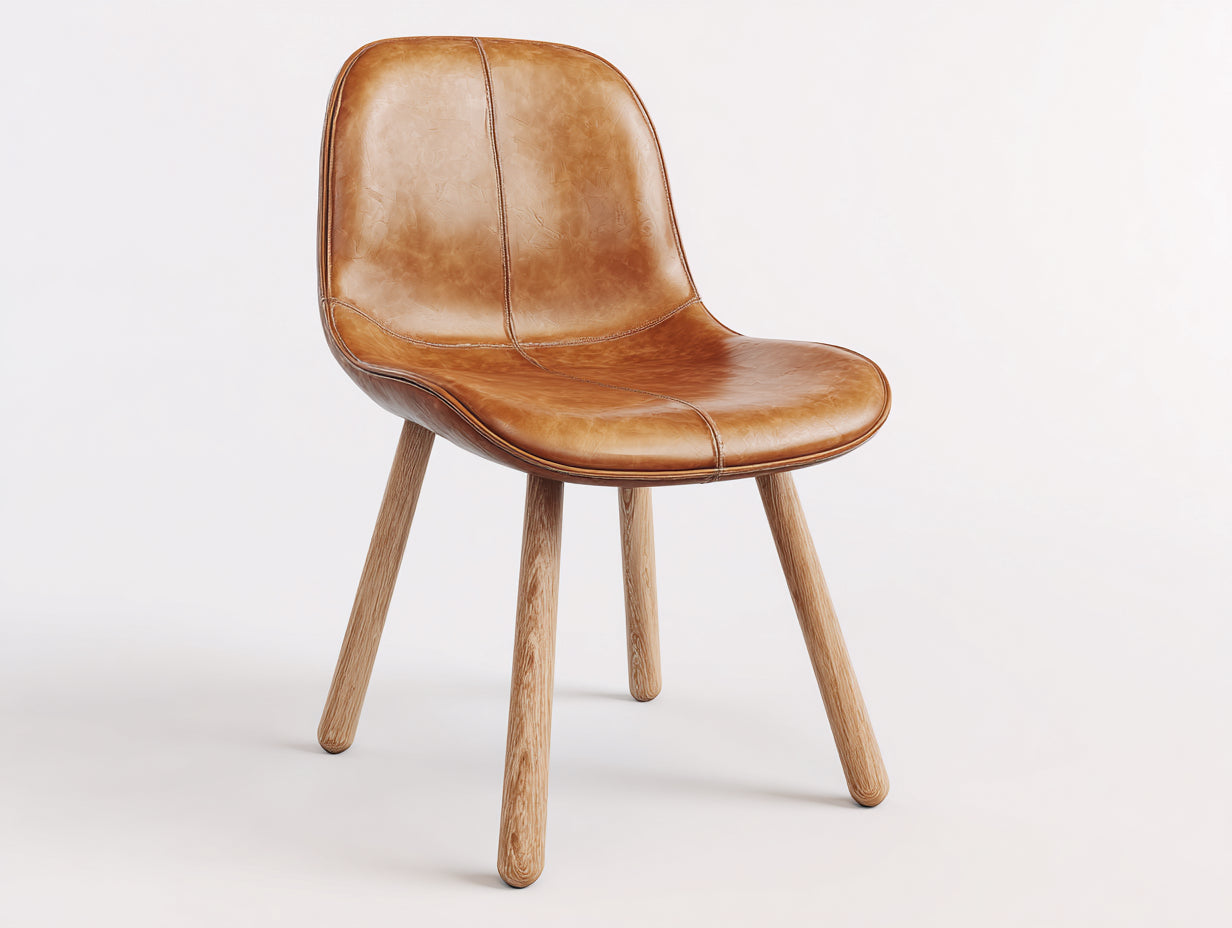 Chaise de salle ¨¤ manger - Similicuir - Bois - 59 x 61 x 85 cm - Marron clair - Style moderne