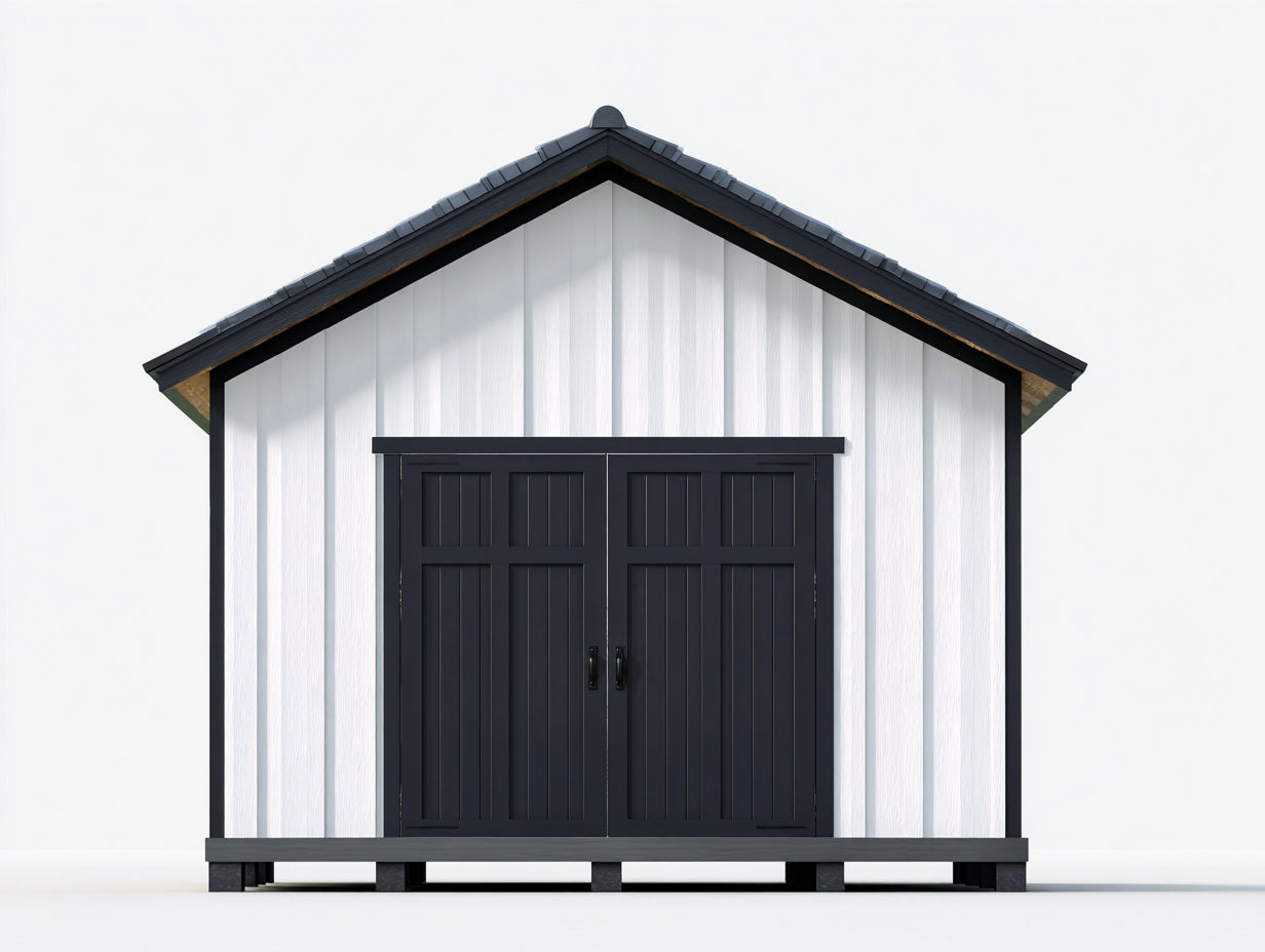 Abri de jardin - Bois - 250 x 200 x 235 cm - Blanc-Anthracite - Minimaliste
