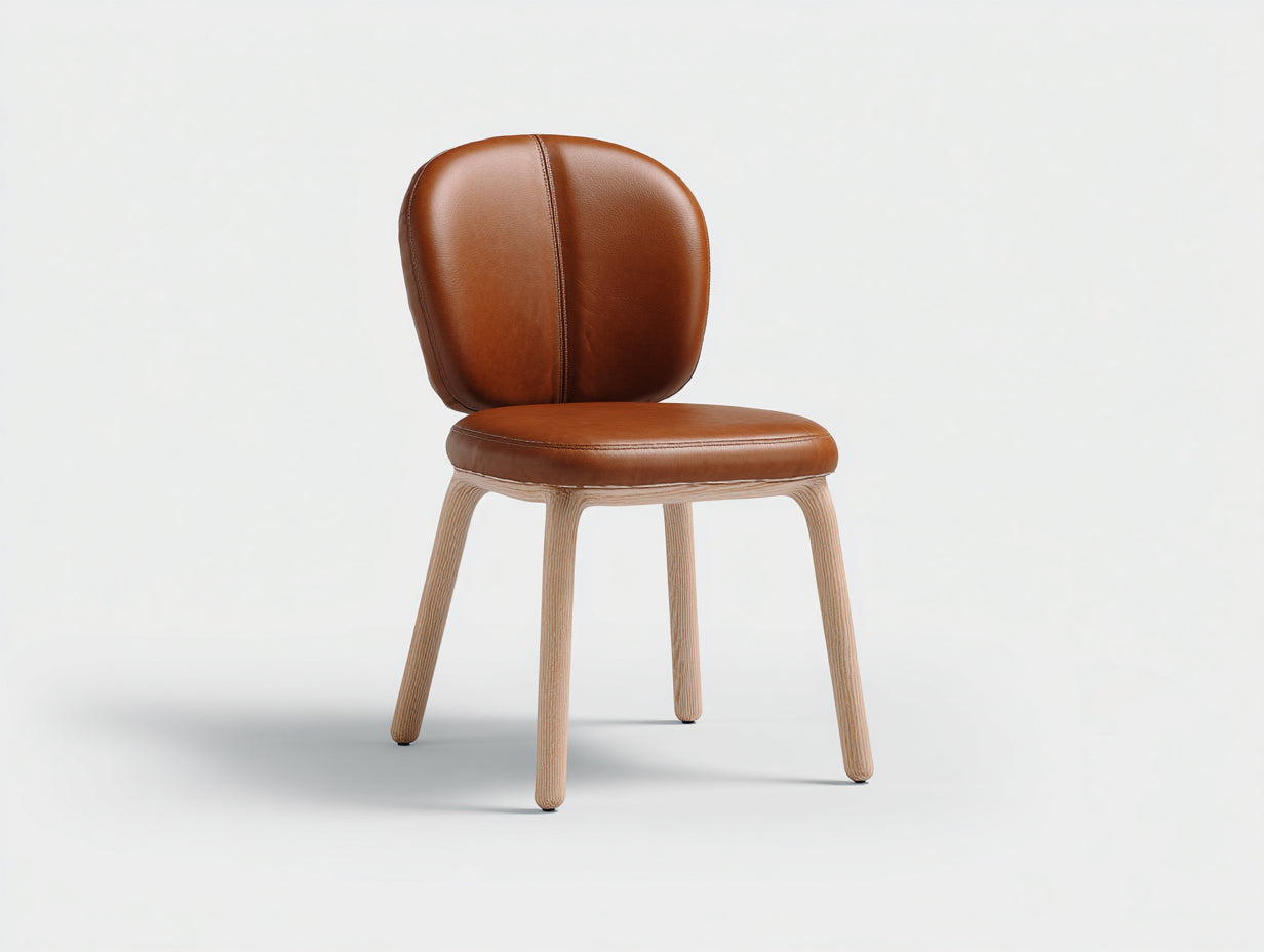 Chaise de salle ¨¤ manger - Similicuir - Bois - 56 x 58 x 81 cm - Cognac - Style moderne