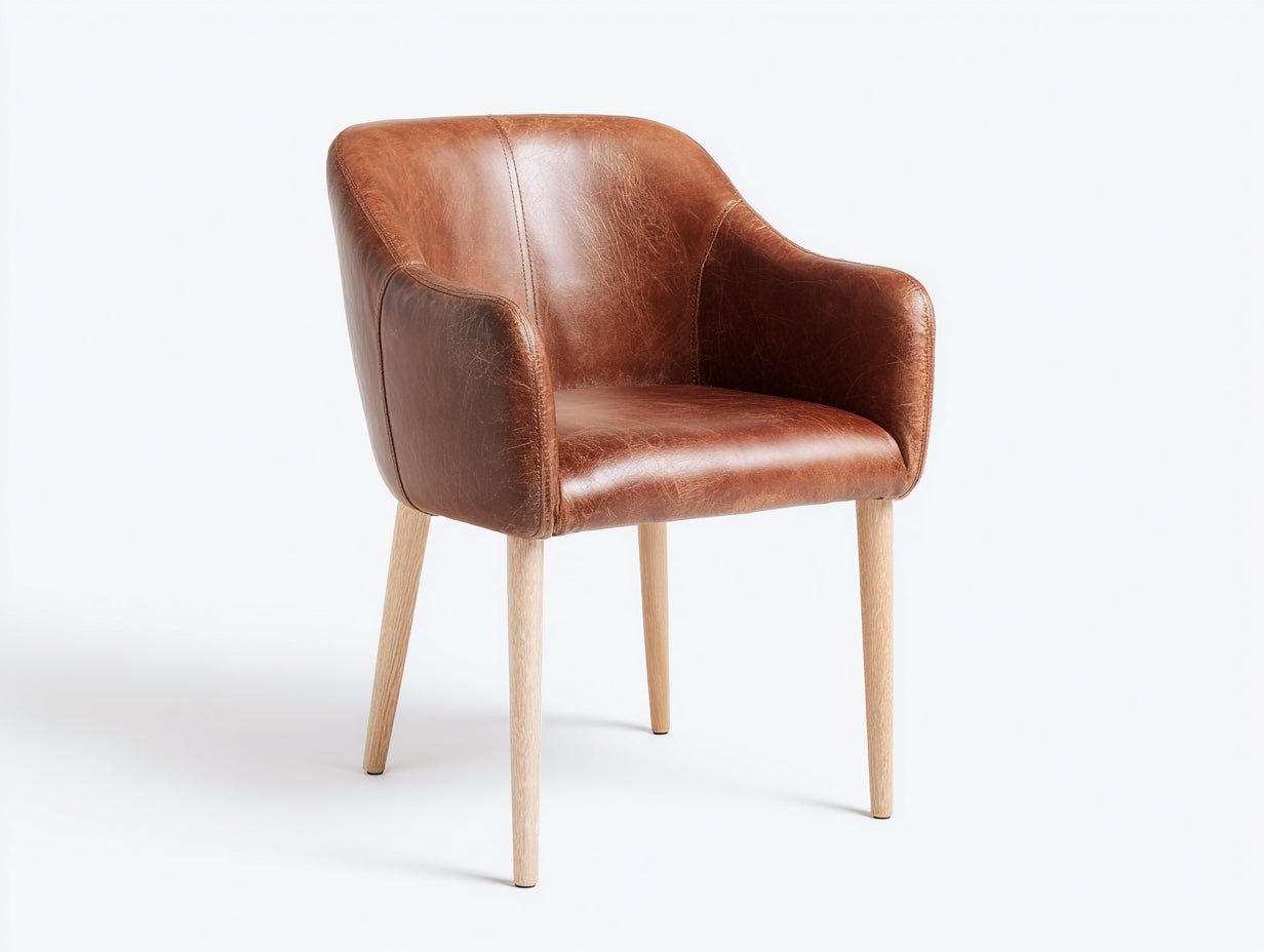 Chaise de salle ¨¤ manger - Similicuir - Bois - 70 x 68 x 82 cm - Marron - Style contemporain