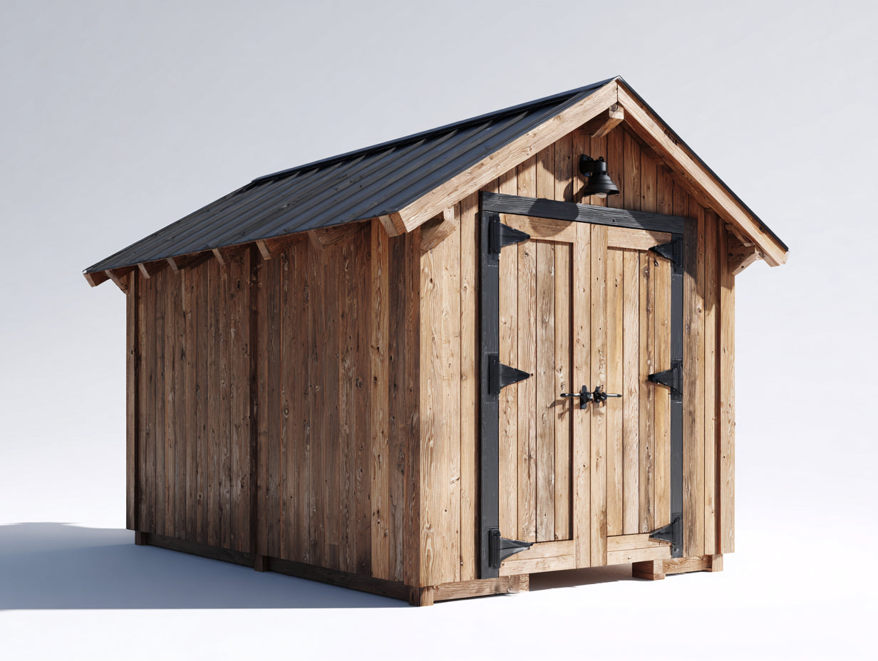Abri de jardin - Bois - 260 x 190 x 240 cm - Bois naturel-Noir - Rustique