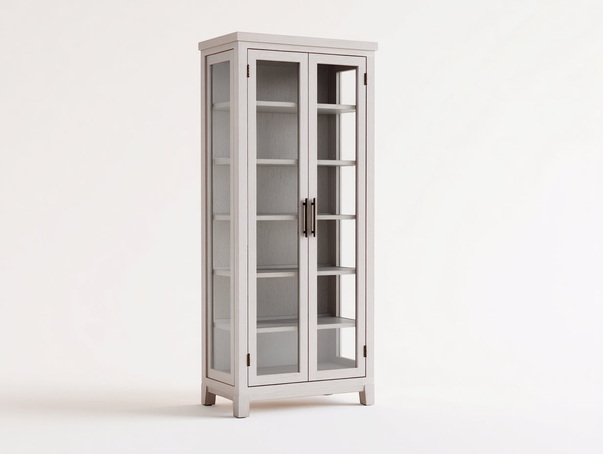 Vitrine - Bois - Verre - 78 x 38 x 170 cm - Blanc - Style scandinave
