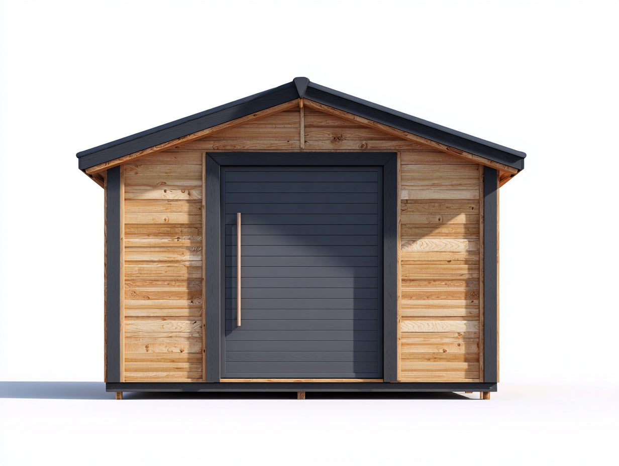 Abri de jardin - Bois - 215 x 175 x 220 cm - Bois naturel-Anthracite - Minimaliste