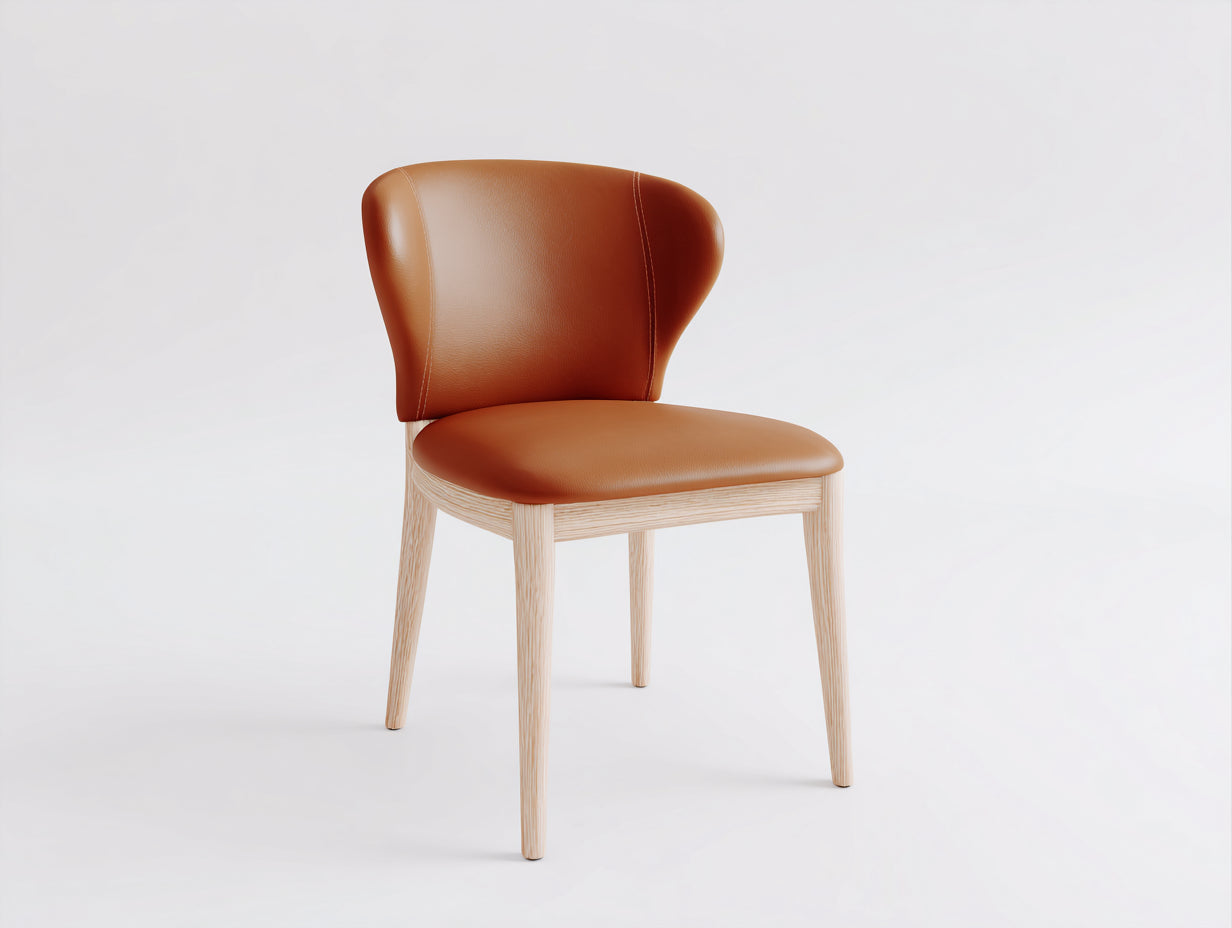 Chaise de salle ¨¤ manger - Similicuir - Bois - 58 x 59 x 82 cm - Cognac - Style contemporain