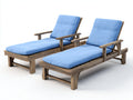 Bain de soleil - Bois-Tissu - 198 x 72 x 96 cm - Bois vieilli-Bleu clair - Rustique r¨¦glable avec accoudoirs