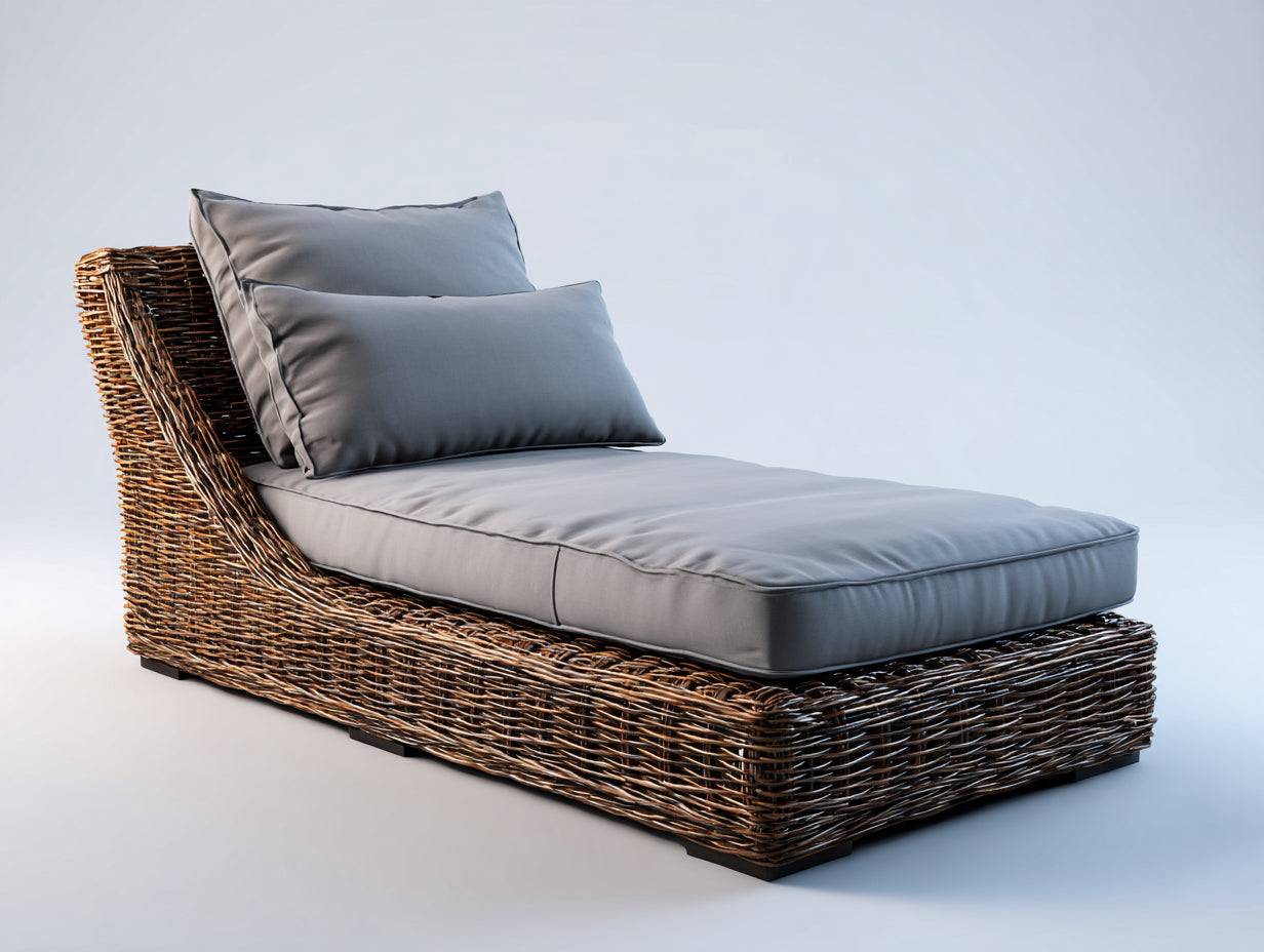 Bain de soleil - Rotin-Tissu - 190 x 91 x 82 cm - Brun fonc¨¦-Gris - Moderne incurv¨¦
