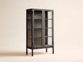 Vitrine - Bois - Verre - 82 x 42 x 164 cm - Gris anthracite - Style contemporain