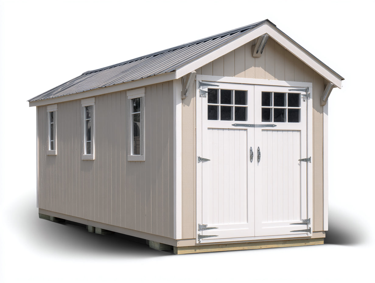Abri de jardin - Bois - 320 x 230 x 245 cm - Beige-Blanc-Gris - Maison de campagne