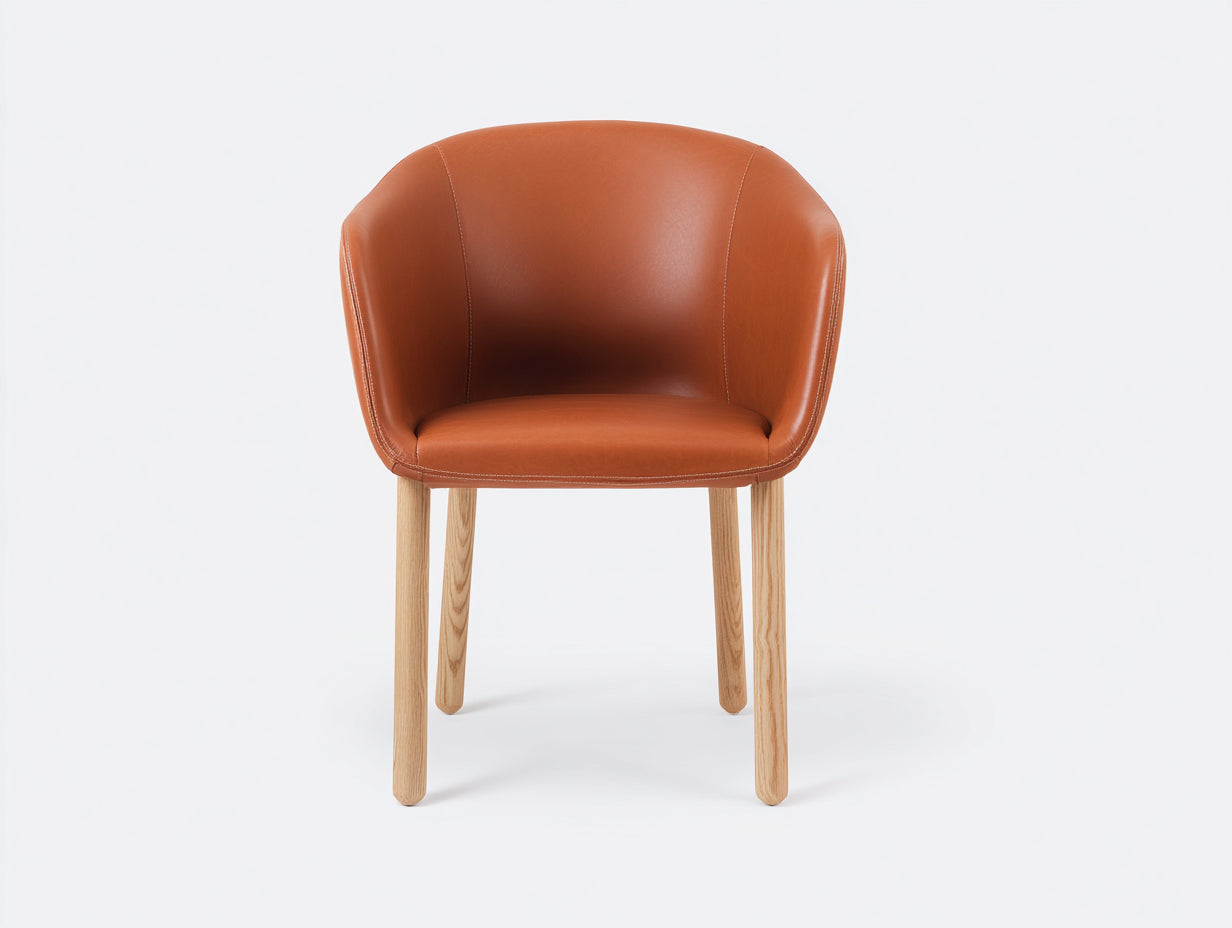 Chaise de salle ¨¤ manger - Similicuir - Bois - 69 x 63 x 80 cm - Cognac - Style contemporain