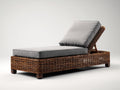Bain de soleil - Rotin-Tissu - 198 x 75 x 88 cm - Brun fonc¨¦-Gris - Moderne r¨¦glable
