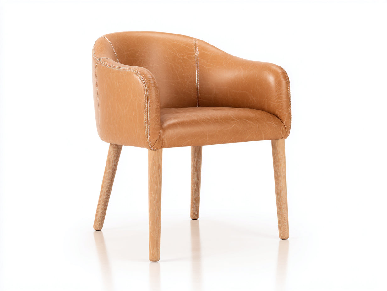 Chaise de salle ¨¤ manger - Similicuir - Bois - 68 x 64 x 79 cm - Marron clair - Style contemporain