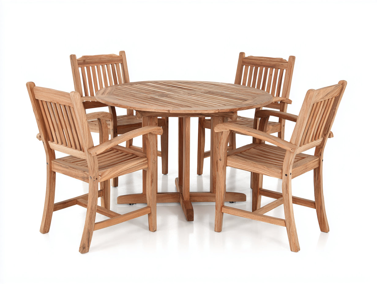 Salon de jardin repas - Bois massif - 120 x 120 x 75 cm - Bois naturel - Style classique