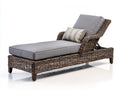 Bain de soleil - Rotin-Tissu - 200 x 81 x 97 cm - Brun-Gris - Rustique r¨¦glable avec accoudoirs
