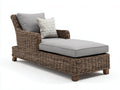 Bain de soleil - Rotin-Tissu - 195 x 84 x 94 cm - Brun-Gris clair - Classique avec accoudoirs