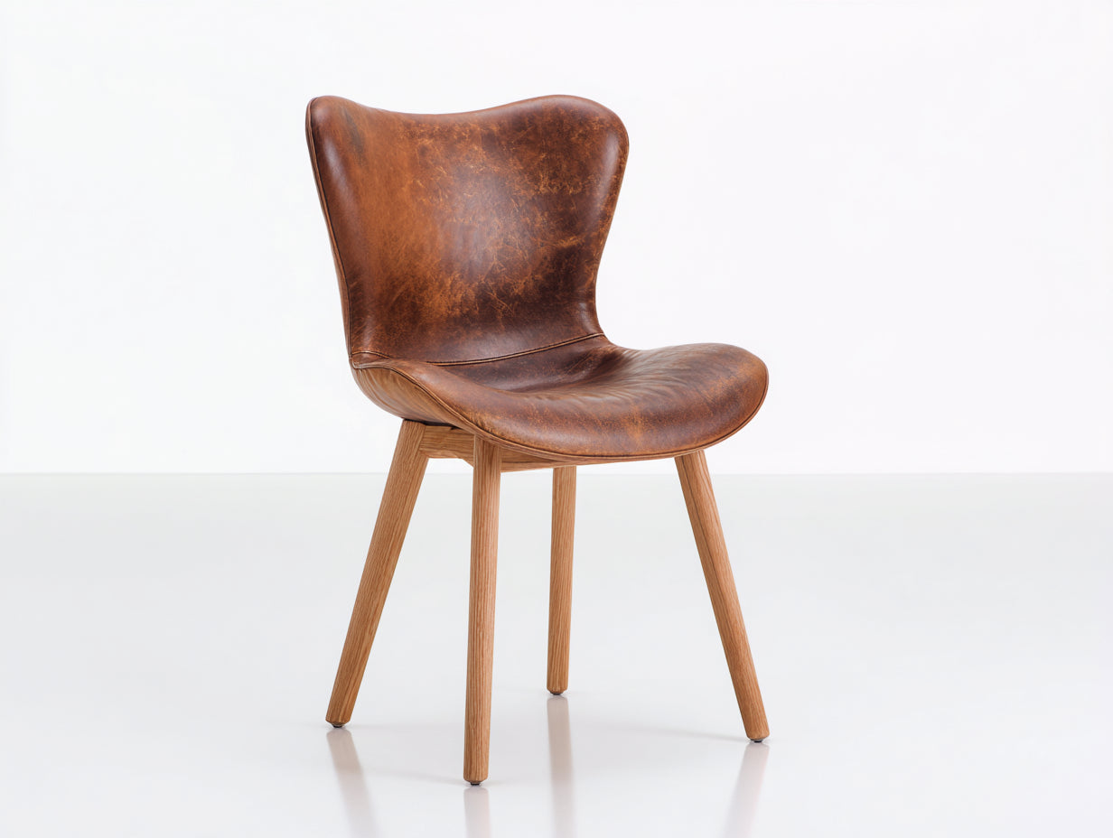 Chaise de salle ¨¤ manger - Similicuir - Bois - 58 x 61 x 86 cm - Marron - Style contemporain