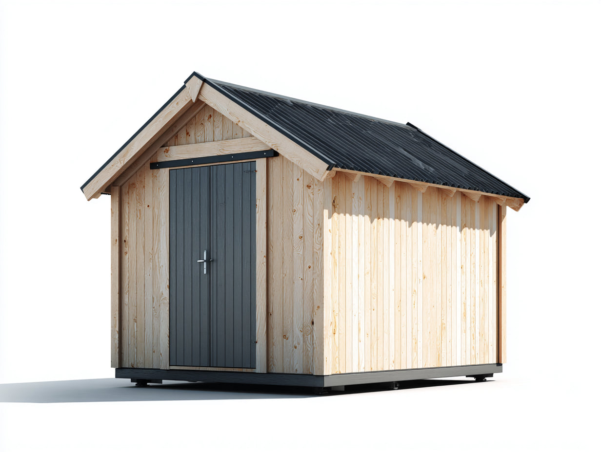Abri de jardin - Bois - 240 x 180 x 235 cm - Bois naturel-Anthracite - Moderne
