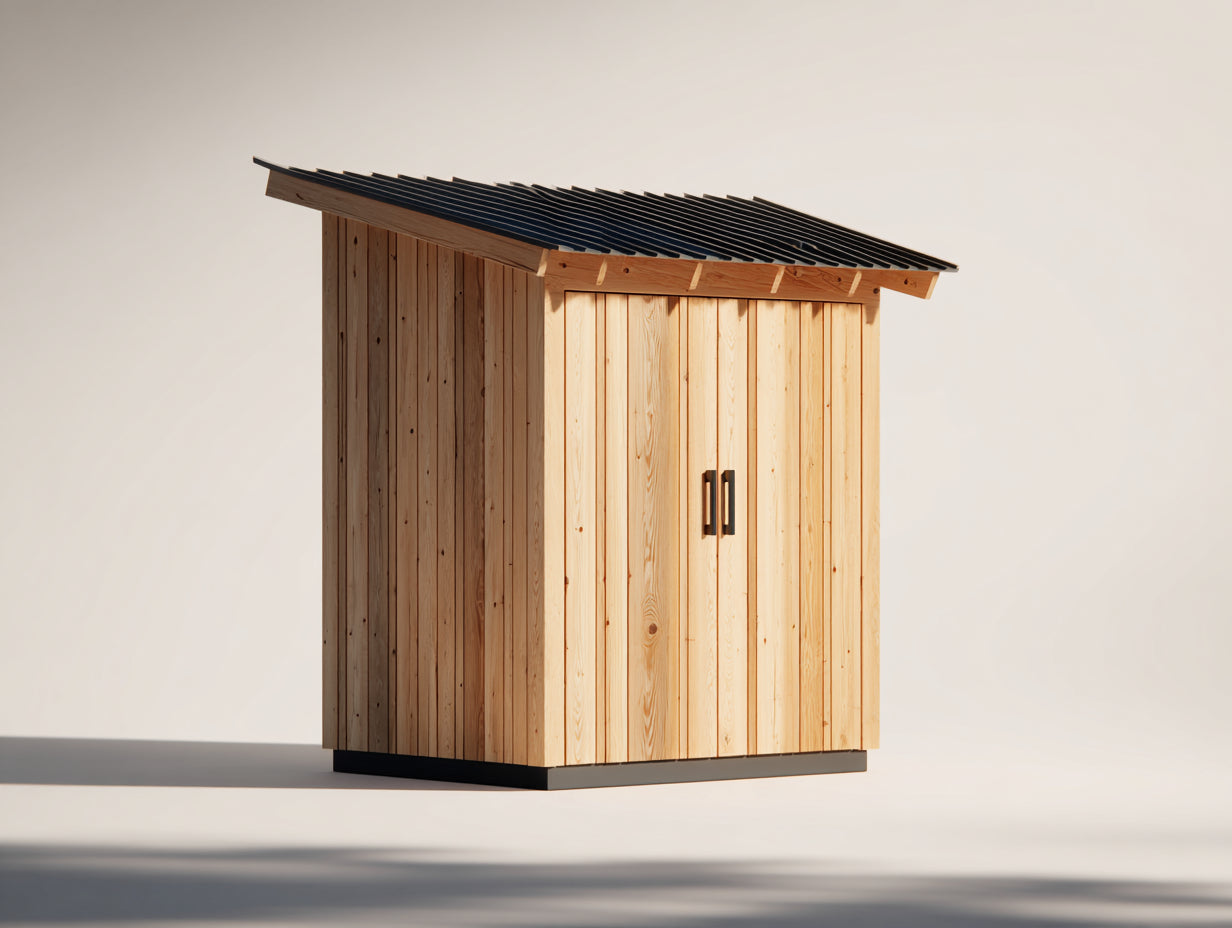 Abri de jardin - Bois - 150 x 110 x 210 cm - Bois naturel-Noir - Contemporain