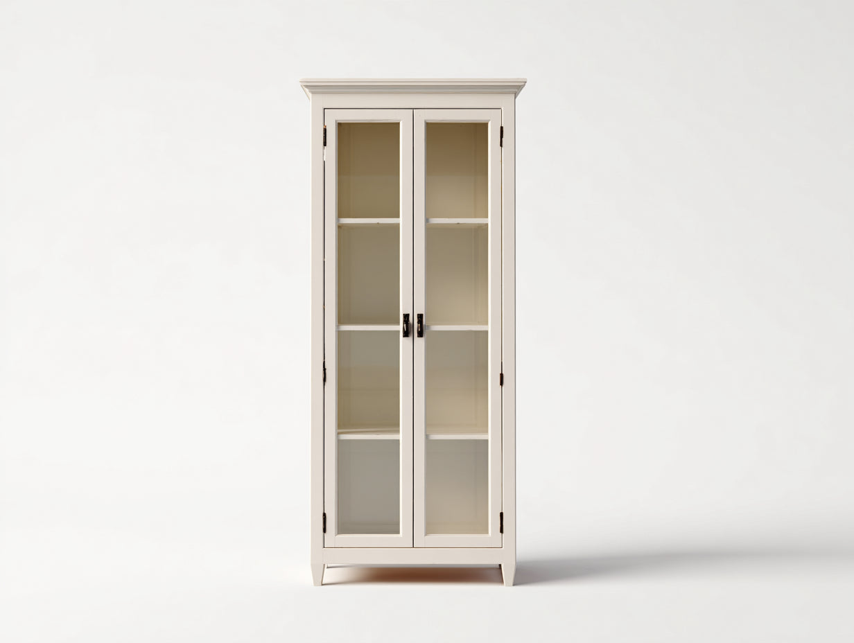 Vitrine - Bois - Verre - 80 x 42 x 176 cm - Blanc - Style contemporain