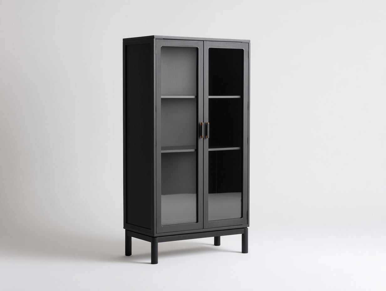 Vitrine - M¨¦tal-verre - 88 x 42 x 176 cm - Noir - Style moderne
