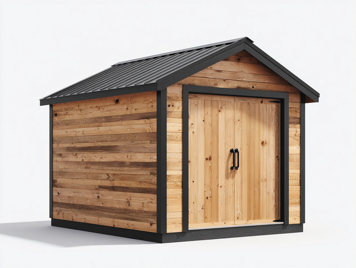 Abri de jardin - Bois - 270 x 220 x 235 cm - Bois naturel-Anthracite - Rustique contemporain